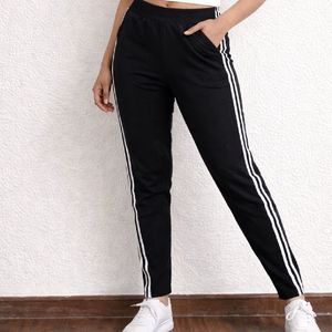 Black Striped track pants