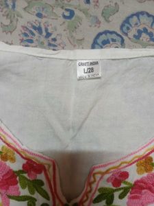 White Kurta with Floral Embroidery