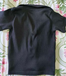 Chic Black Ribbed Polo tank/ crop top