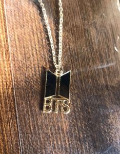 BTS Black Locket Pendant Chain In Gold