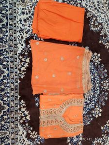 Elegant Peach Orange Kurta and bottom with Dupatta