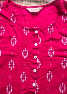 Bright Pink Printed Kurta