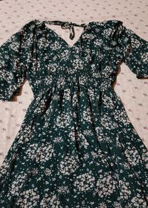 Romantic Green Boho Floral Dress