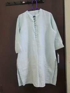 Classic Mint Green Embroidered Knee Length Kurti |