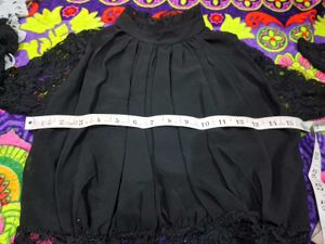 Elegant Black Lace Sleeve Top