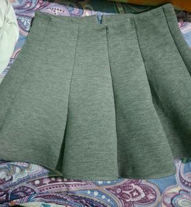 Grey Flared Mini Skirt