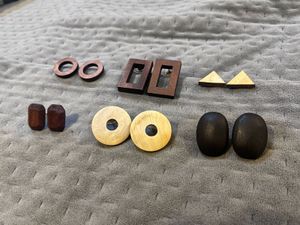 Designer Wooden Earrings (Set of 6)