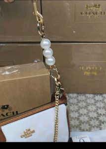 Coach White Pearl Accent Shoulder Bag