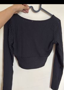 Urbanic Black V Neck Long Sleeve Top