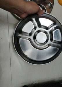 Stainless Steel Divided Thali Plates - Set of 2