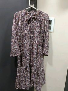 Floral Tie-Neck Midi Dress