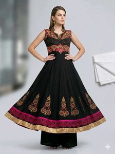 Elegant Black Kurti with Pink &amp; Gold Embroidery