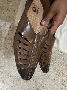 Prolific Brown Ethnic Mojari Shoes