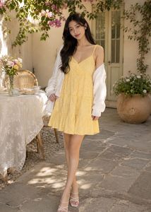Soft Yellow Floral Mini Dress