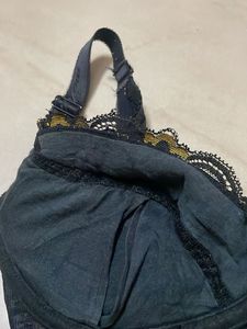 Elegant Black &amp; Yellow Floral Bra