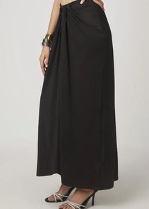 Black Solid Wrap Skirt