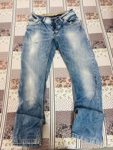 Spykar Men's Blue Distressed Wash Jeans