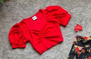 Puff Sleeve Crop Top
