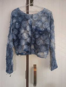 Blue Floral Mesh Crop Top💤