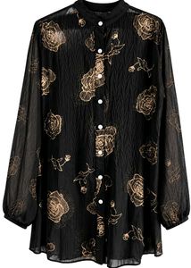 Elegant Black Top with Gold Foil Print