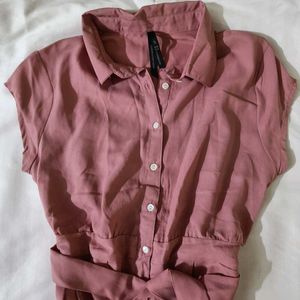 Onion Pink Casual Midi Dress
