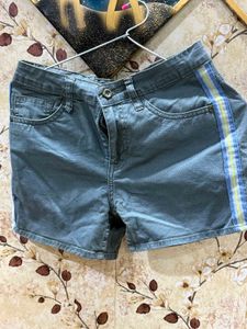 Striped Denim Shorts