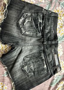 black wash denim mini shorts