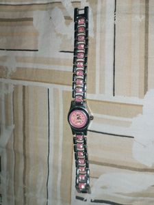 Girls Silver-Pink Watch