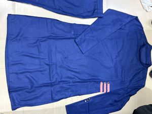 Blue Kurta Set with Pink Stripes