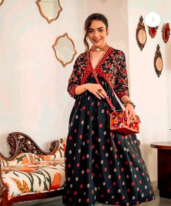 Rustorange A-line Gathered Dress