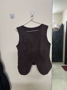 Elegant Brown Embroidered top
