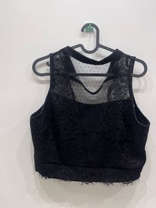Chic Black Lace Crop Top - Nuon by Westside