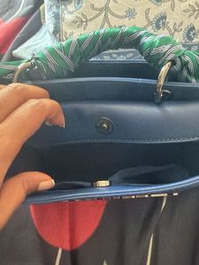 Steve Madden Blue Satchel Bag with Scarf Detail