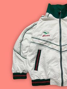 Retro White &amp; Green Track Jacket