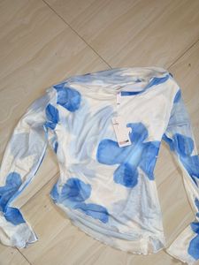 Sheer Floral Print Long Sleeve Top