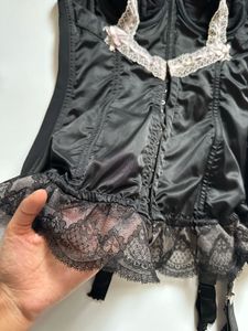 Vintage Black Lace Trim Corset