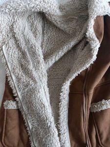 Brown Faux Suede Sherpa Lined Jacket