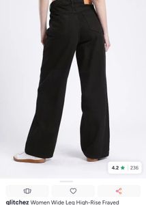 GLITCHEZ Dark Black High-Waisted Wide Leg Jeans