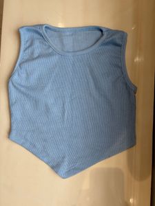 Light Blue Sleeveless Crop Top