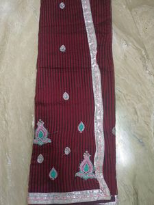Saree cotton mix with sequence work no blouse pc