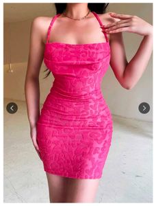 Pink Abstract Self Design Mini Bodycon