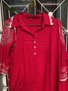 Vibrant Red Kurta Set bust 40 length 31.5 pant len