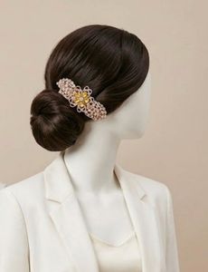Two Elegant Gold and Silver Crystal Hair Clips