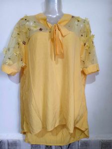 🔥BUY 1, GET 1 FREE🔥Yellow Floral Embellished Top