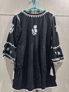 Elegant Embroidered Black Kurti