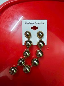 Gold Tone Dangle Ball Earrings