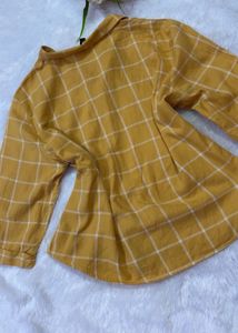 Mustard Yellow Plaid Button-Up Shirt