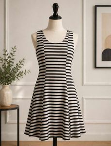 Striped Sleeveless Fit & Flare Dress