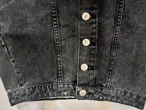 Black Denim A-Line Button-Up Skirt