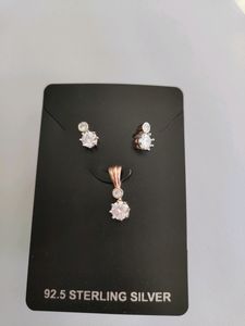 Rose Gold 925 Necklace Set With Hallmark